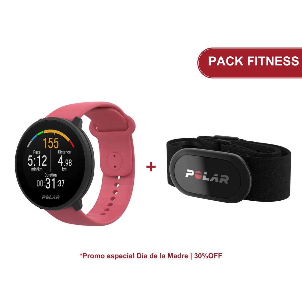 ELIMINADO Pack Fitness Reloj Polar Unite Banda Cardiaca H10 XS S Pulsometros de Entrenamiento Sportlife